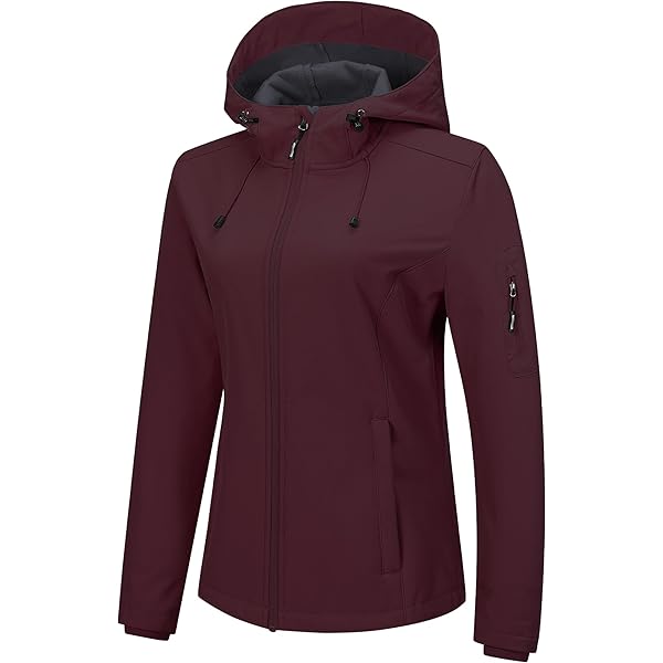 33,000ft Softshelljas voor dames, lange overgangsjas, waterdicht, winddicht, softshelljas, windbreaker, ademend, wandeljas, outdoor mantel met afneembare capuchon, donkerkhaki, L