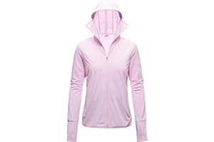 ANUFER Donna UPF50+ UV Protezione Giacca con Cappuccio Leggera Asciugatura Veloce All'aperto Abbigliamento Sportivo