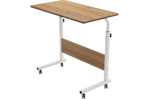 sogesfurniture höhenverstellbar Laptoptisch Laptopständer Computertisch mit Rollen, mobiler Beistelltisch Pflegetisch für Bett und Sofa, 80 * 40 * 71-90cm, Eiche 05#1-80OK-BH
