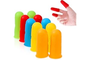 TENG HONG HUI 10 Pcs Finger Protectors for Cutting, 3 Sizes Finger Protectors Silicone Finger Protector Thumb Guard Rubber Finger Tip Finger Cover Caps Thumb Protector for Chopping, Sewing, Wax, Hot Glue,5 Colors