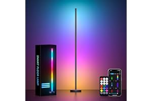 MIWATT RGB Corner Floor Lamp, 143CM Color Changing LED Corner Lamp with APP Control, Modern Standing Lamp with Music Sync and 16 Million DIY Colors, Heavy Base for Bedroom Living Room Gaming Room