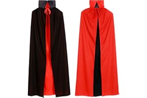 OCCOUMR Vampir Umhang Stehkragen, 140cm, Schwarz Rot Halloween Vampir Kostüm Umhang, Vampir Umhang Stand Kragen, für Halloween Masquerade Umhang Cosplay Party