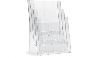 Taymar Soporte para folletos de mesa como soporte para folletos y folletos opcional, para 3 compartimentos DIN A4 o 6 x DIN largo DL (triple), soporte para folletos, soporte para folletos, incluye