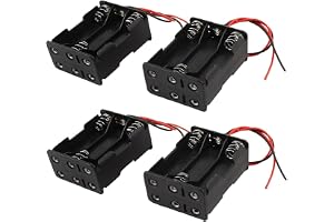 New Lon0167 4 st Kabeldraget 6 x 1,5 V AAA Batterihållare Plastfodral Förvaringslåda Svart behållare Organiseringsadapter(4 S