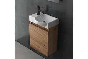 ‎ALPENBERGER GERMANY Alpenberger Gäste WC Waschbecken mit Unterschrank | Waschtisch Bamboo| Waschbeckenunterschrank 45 cm Breit | Aufsatzwaschbecken Waschbeckenunterschrank | Bad Möbel Waschtischunterschrank
