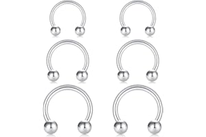 Briana Williams 8/10/12mm CBR Ferro di Cavallo Circolare Anelli 316L Acciaio Chirurgico per Labbro Sopracciglia Lingua Capezzolo Helix Trago Cartilagine Septum Piercing Gioielli 3mm Palline