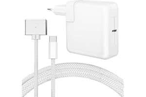 CLOMRRE Chargeur Mac Book Air, 96W Chargeur avec 2,2M USB-C vers T-Tip Tressé Câble pour MacBook Pro 16/14 Pouces, MacBook Air 15/13 Pouces 2024 2023 2022 2021 M4 M3 M2 M1 Câble
