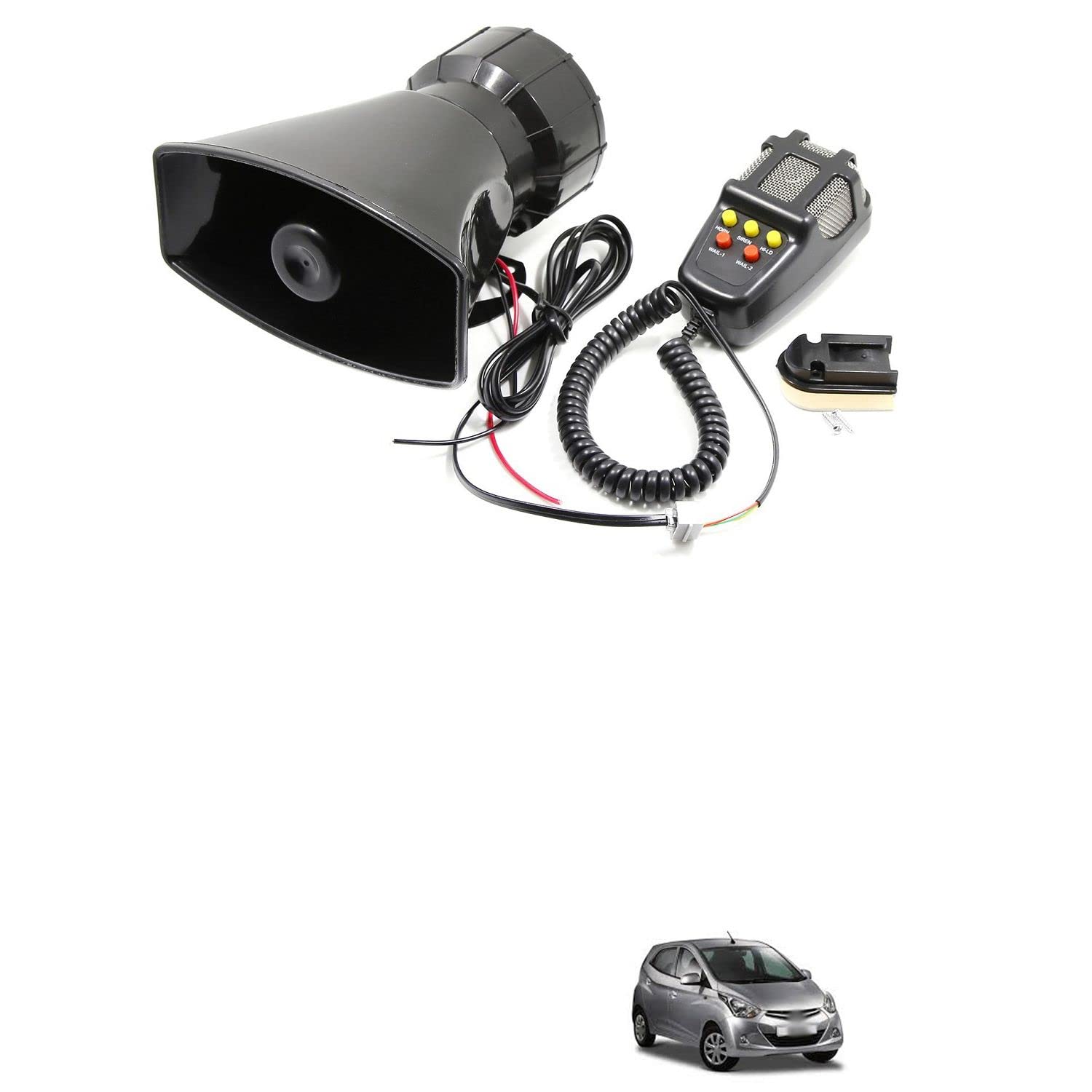 PRIKNIK Car Siren Horn Speaker Car Shouting Alarm with Microphone Amplifier 12V 80W Emergency Sound Alarm MIC System Kit Compatible with E-on