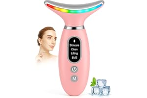 GENÉRICO Masajeador Facial Radiofrecuencia Eléctrico Antiarrugas - Aparato Facial 45°C y Tecnologia EMS, Reductor de Papada, Lifting Facial, Terapia LED 3 Colores - Maquina de Belleza y Skincare