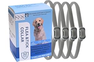 SSS SALLYSS SALLYSS Collare antiparassitario per cani - Antipulci, Pidocchi - Impermeabile, Naturali, Regolabile 65cm - 4 Protezione da pulci e zecche fino a 24 mesi -