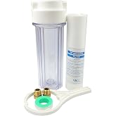 Sediment Filtre Housing Seti | 10&rdquo; Şeffaf Kap + 5 Mikron PP Filtre + Anahtar + Pirin&ccedil; Bağlantı + Teflon Bant| Şebeke Suyu &Ouml;n 