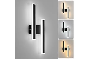 DELIPOP Aplique Pared Interior LED, 32W Regulable 3 Temperatura de Color Lámpara de Pared Moderna, Negro Iluminación Luz pared LED 3000K/4500K/6500K para Dormitorio Sala de Estar Escaleras Pasillo