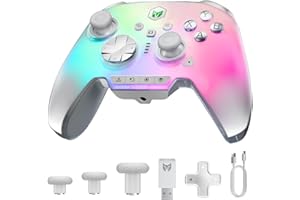 BIGBIG WON Rainbow 3 Wireless Controller 2000Hz Polling Rate Capacitive Joystick 16 Mechanical Keys 14 Custom RGB Lights 6-Axis Gyro Sensor Hall/Micro-switch Trigger 3.5mm Audio Jack Gamepad