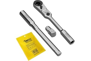 SabreCut 1 x MRSC07 7 w 1 głowica elastyczna 6,3 mm 1/4" HEX magnetyczna mini grzechotka z przedłużaczem i kwadratowym adapterem gniazda napędowego ze stali nierdzewnej, profesjonalny klucz