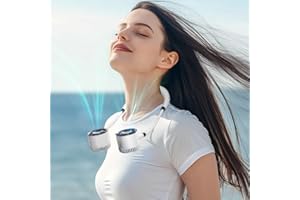 YZYOE Multifunktionaler wiederaufladbarer Halsventilator mit LED-Anzeigebildschirm, ein neuer tragbarer Ventilator für Arbeit und Leben, 4-Modus.