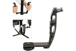 HAFOKO Aluminium L-Halterung Handhaben Griff mit Kalt Schuh für Monitore Mikrofone Licht Kompatibel für DJI RS4/RS4 PRO/RS3/RS3 Pro/RS2/RSC 2/RS/RSC Crane 3 Weebill Gimbal Stabilisator Zubehör