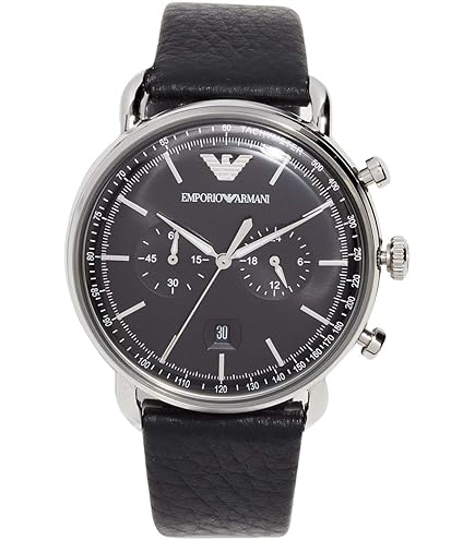 Emporio Armani Leather Analog Blue Dial Men Watch-Ar11516, Black