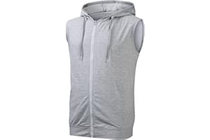 Cabeen Homme Sweat à Capuche Musculation Sport Veste sans Manche Zip Hood Fitness Shirt