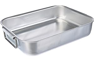 BALDASSARE AGNELLI Pentole Agnelli ALMA15030 Rostiera Rettangolare Alta con Maniglie, Alluminio, Argento, 30 x 23 x 7 cm