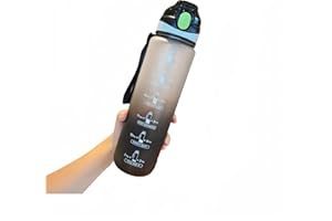 SEASEVEN Water Bottle with Straw 1L,Boys Water Bottles with Straw 1 Litre,Waterbottle Leak-Proof Sports Water Bottle,Plastic Drinks Bottles Toxin Free，Bpa-Free (Black)