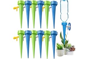 FaJoek Kit de Goutte à Goutte Bouteille, 12 Pièces Kits Irrigation Goutte à Goutte Réglable, Cône d'Arrosage Automatique Interieur avec Vannes, Piquets d'arrosage Automatiques (Bleu vert)