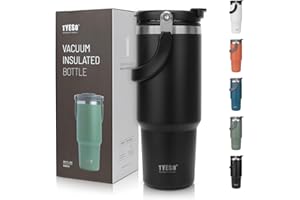Riley Joy Botellas Aislantes de 30 oz Inoxidable Taza de Café Térmica de Acero, Botella de Agua Isotérmica al Vacío, Taza de café Reutilizable, Vaso de Viaje Deportivo Isotérmico de Gran Capacidad