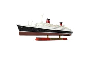 SEBUNAS Maquette 1/1250 SS France, Bateau de croisière Classique en Alliage métallique moulé sous Pression, légendaire paquebot français, avec Socle en Bois, à Collectionner ou à Offrir.