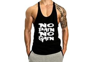 WAZZAP Herren No Pain No Gain Bodybuilding Tank Top Stringers Gym Fitness Sport Muskelshirt Ärmellos T-Shirt