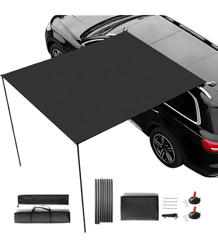 200x300cm Camping Auto Markise Set Mit Sttzen  Wasserdicht UPF50+  Sonnenschutz Fr Outdoor Schwarz