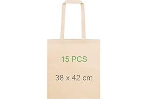 Adri Bolsa de Tela para Pintar - Algodón Con Asas Largas - 38x42cm 144g/m2 - Tote Bag Grande Reutilizable para la Compra