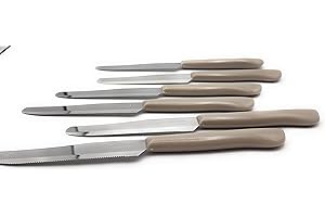 KIMERA Set 6 Coltelli Seghettati INOX 11 cm | Ideali per Bistecca, Pizza e Tavola | Manico Antibatterico Polipropilene Color Tortora | Made in Italy