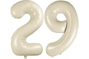 CHANGZHONG 40 Inch White 29 Balloon, Cream White Number 29 Balloons, Beige Large Foil Number 92 Balloons, Birthday Wedding Anniversary Baby Show Party Decoration