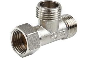 CULINABLEND Tee Connector Toilet 304 Copper T Adapter Valve G1/2" T-Valve for Kitchen Bathroom Bath Bidet Sprayer Shower