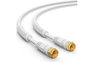 HB-DIGITAL Antenna Cable Satellite TV 8K 4K UHD Coxial Satellite Cable Connection Cable F-Connector DVB-S2 DAB+ Radio Sheath Current Filter 2x Ferrite Core White 10 m