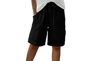 HAOLEI Bermuda Shorts for Women UK Sale Clearance Knee Length Elasticated Waist Casual Loose Wide Leg Baggy Vacation Summer Beach Shorts