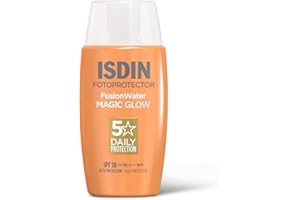 ISDIN Fotoprotector Fusion Water MAGIC Glow SPF 50 (50 ml) | Crème Solaire Visage Effet Illuminateur GLOW | Peau Plus Lumineuse et Visiblement Plus Ferme