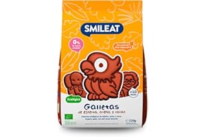 Smileat - Galletas de Espelta avena cacao para Peques 10+ meses - Sin Azúcar Añadido, Con Aceite de Oliva Virgen Extra- Perfectas Como Snack o Merienda - 220g