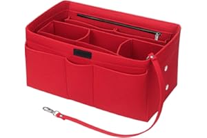 Organisateur de Sac à Main en Feutre, Betoores Sac de Rangement Intérieur Bag in Bag pour Femmes avec Sac à Fermeture éclaire et Porte-clés (Rouge, L)