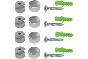 AERZETIX: 4X Soporte de Pared Redondo de fijación de Espejo 180° Ø17mm Plata Mate C41694