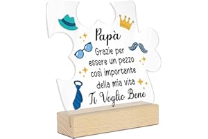 Putuo Decor Targa Decorativa in Acrilico per Papà Frase "Grazie per Essere un Pezzo Così Importante della Mia Vita Ti Voglio Bene" Regalo Affettuoso per Papà Decorazione da Tavolo con Icone Divertenti