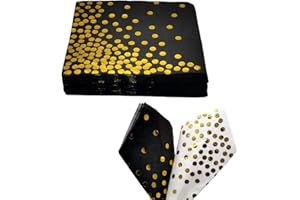 CEILIWEN - Tovaglioli per feste a pois neri e dorati, 50 pezzi, 33 x 33 cm, colore: nero e oro, tovaglioli da cocktail