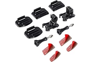 HSU Samoprzylepny zestaw montażowy do GoPro, obrotowy klips o 360° z samoprzylepnymi podkładkami 3M, uchwyty na kask do kamer sportowych