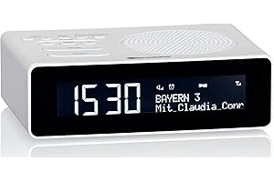 Roadstar CLR-290D+/WH Radiosveglia digitale DAB/DAB+/FM, 2 allarmi, grande display LCD, caricatore USB, funzione snooze, bianco