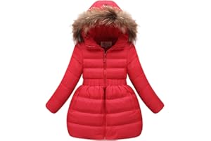 LSERVER-Piumino Bambina Invernale Giacca Bambina Piumino lungo Cappotto per Bambini Elastic