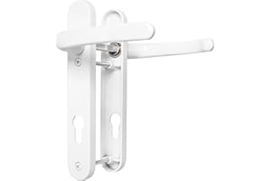 GENERIC UPVC Door Handles Set - White - Lever/Lever - 92mm PZ (Centres) - 122mm Screw to Screw - Backplate 212mm X 34mm- White Replacement- PVC Door Handle