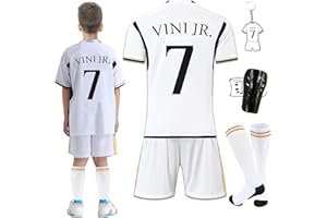 Byhsoep Maillot de Football pour Enfants,Ensemble de Maillots de Football,Set de Maillot de Foot Enfant avec T Shirt Short Ensemble Chaussettes et Protège -Tibias
