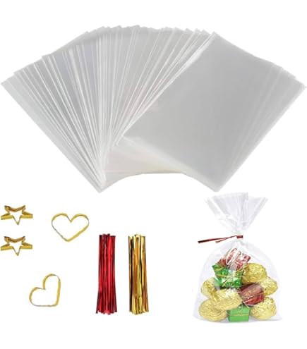 AZWOOD Lot De 100 Sachets De Bonbons Transparents 30 X 16 Cm