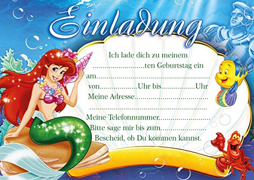 10 Einladungen zum Kindergeburtstag Arielle die Meerjungfrau Ariel The Little Mermaid
