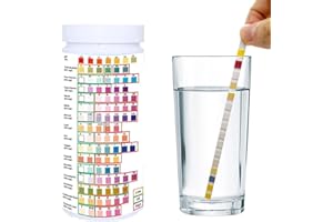 Mioloe Testeur d'eau potable, 16 en 1 bande de test pour l'eau du robinet Kit de test de qualité pour la dureté totale, le chlore libre, le fer, le cuivre, le plomb, le nitrate (100 PCS)