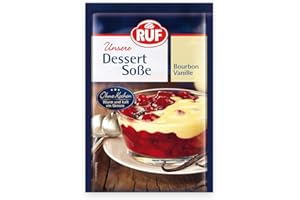 ‎RUF RUF Dessertsoße Bourbon-Vanille ohne Kochen, Vanillesoßen-Pulver für Dessert & Nachtisch, nur kalte Milch hinzugeben, glutenfrei, 1er Pack, 1x40g